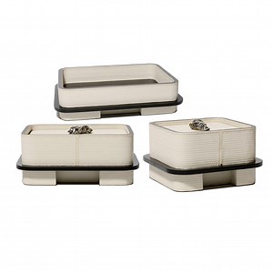 [Hot Item] Modern Luxury Leather Wooden Living Room Desk Ornaments Facial Tissue Storage Box