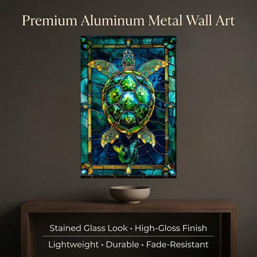 Sea Turtle – Stained Glass Style Metal Wall Art - Etsy