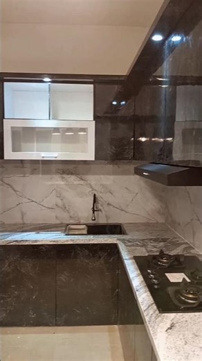 kitchen set with marble table top #kitchen #interiordesign
