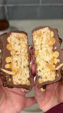 viral peanut butter chocolate Rice Krispies treats recipe 🥜🍫🤤 #shorts #easydessert #easyrecipe