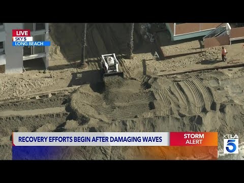 Recovery efforts begin after damaging waves batter Long Beach shoreline