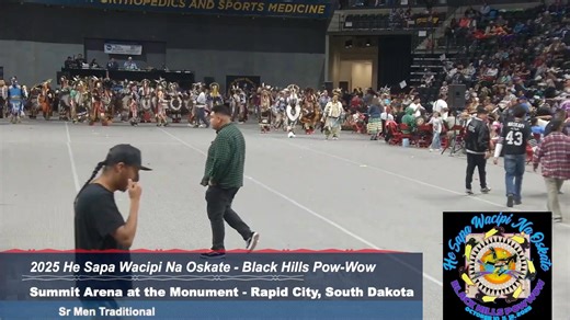 Sr. Men's Traditional 2025 Black Hills Pow Wow Rapid City, SD The Northern Traditional Dancer represents a modern evolution of regalia rooted in the Northern Plains tribes, including the Sioux, Blackfoot, Crow, and Omaha, with significant regional and tribal variation. The outfit typically includes a porcupine-hair roach with feathers, a shirt and breastplate, chokers and bandoliers of hair pipes or fur, optional vests, beaded or metal arm bands and cuffs, decorated breechcloths or aprons, and a