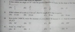 i. A line makes an angle of 30 ^ { \circ } with the positive di... | Filo