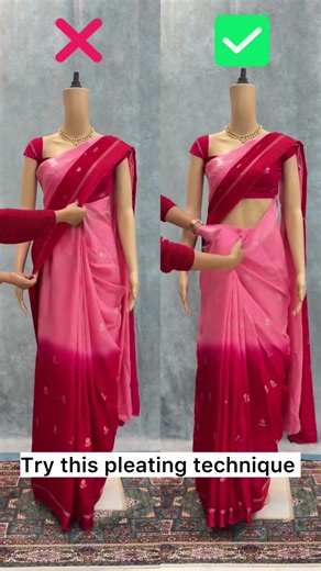 Saree pleating style |stop these mistakes✅ #sareehacks #ytshorts #shorts #sareedraping #fashiontips