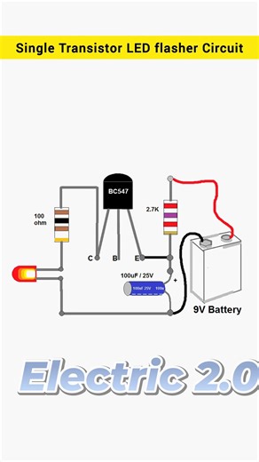 Single Transistor LED flasher circuit _ blinking light | Electric 2.0