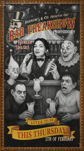 BARNUM’S & Co. | Step inside the Bar Freakshow. Beneath the striped canvas and fading lights, the bar becomes the stage. At the center of the spectacle... | Instagram