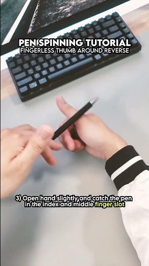 FINGERLESS THUMB AROUND REVERSE pen spinning tutorial ⏪