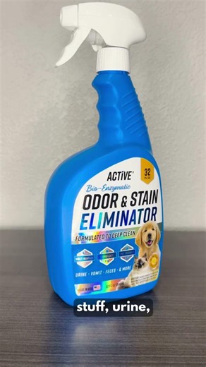 Pet Odor and Stain Eliminator - 32 oz ACTIVE Enzyme Cleaner for Dog & Cat Urine, Stain Remover Spray