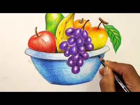 Drawing session, kids will learn how to draw a fruit basket easily step by step.