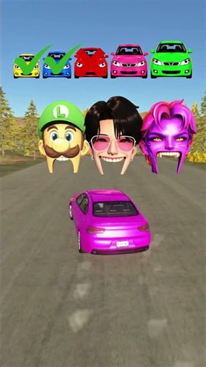 Big & Small Cars vs Mario X JInu X Abby Saja #beamngdrive #kpop