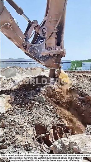 Powerful Excavator Rock Breaker in Action – Crushing Hard Stone with Ease
