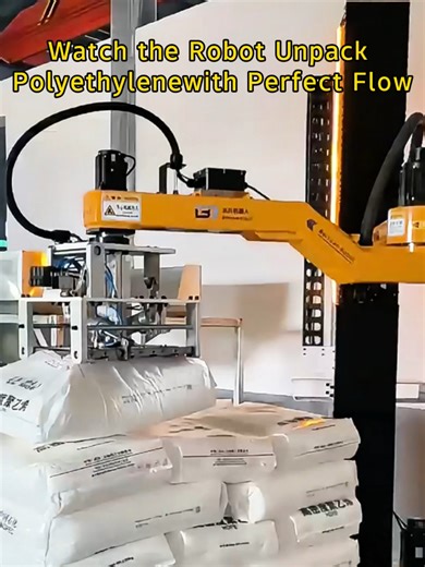 Watch the Robot Unpack Polyethylene with Perfect Flow#Robot #unpacking #automation