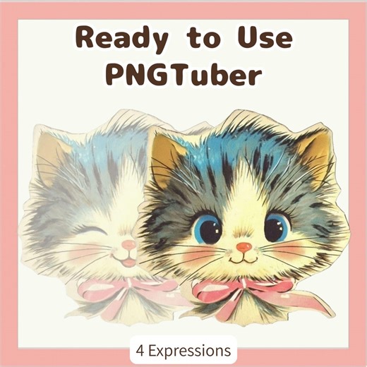 Retro Cat Pngtuber Avatar – Ready to Use VEADO File, 4 Expressions - Etsy