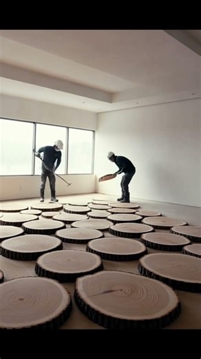 This Office Floor Is Made of TREE TRUNKS
