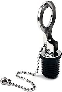 Amazon.com: Duthyvea Boat Plug 1 Inch, Flip Handle Boat Drain Plug for 15/16" to 1" Diameter Bilge Hull Transom Hole, Stainless Steel & Rubber | w/Chain Set | Lock in Place : Sports & Outdoors