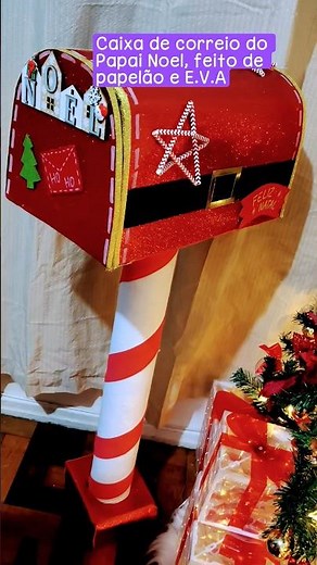 Santa's mailbox made from a cardboard box and EVA foam.
