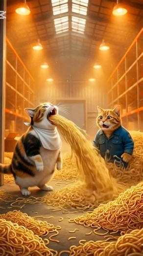 倉庫が麺で埋まったので、伝説の掃除屋（猫）を呼んだ結果… #shorts #猫店長 #猫のいる生活