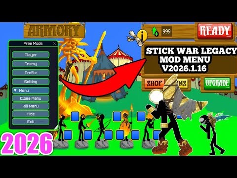 Stick War Legacy MOD MENU v2026.1.16 | UNLIMITED GEMS, NO KEY, 100% WORKING!