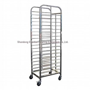 [Hot Item] Guanbai 18 Tier Stainless Steel Kitchen Shelf & Rack Trolley for Bakery Pans Multi Functional Hand Push Vertical Trolley