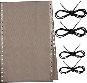 Queekay Chair Replacement Fabric with 4 Bungee Cord Lounge Chair Cloth Mesh Repair Kit for Patio Recliner Outdoor Lawn Pool(63 x 21 Inch,Beige)