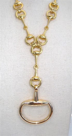 Equestrian Equine Horse Snaffle Bit “Y” Lariat Gold Necklace