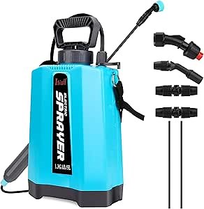Battery Powered Sprayer, Electric Sprayer Upgrade Double Wand and 3 Mist Nozzles, Portable Water Garden Sprayer USB Rechargeable Handle 1.35 Gallon