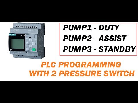 3PUMPS CONTROLLING WITH 2 PRESSURE SWITCH -1 DUTY/1ASSIST /1 STANDBY - SIEMENS LOGO PLC PROGRAMMING