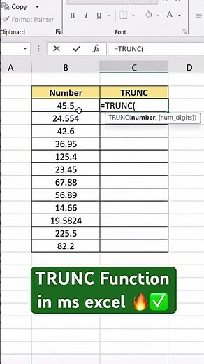✂️ Master the TRUNC Function in MS Excel! 📊