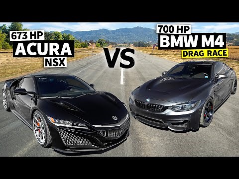 Twin Turbo Acura NSX vs 700hp BMW M4 Drag Race!