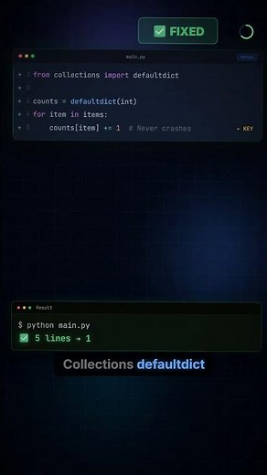 Python's defaultdict kills KeyError forever 🔥
