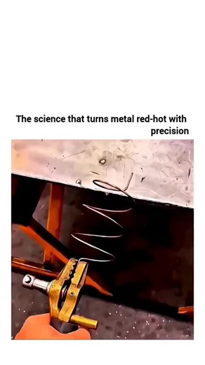 FUNNY MEMES on Instagram: "That video is a fascinating demonstration of induction heating, a process used to heat conductive materials (usually metals) without any physical contact. It begins with a copper coil shaped like a spring connected to a specialized power supply via a heavy-duty brass clamp. As the high-frequency alternating current begins to flow through the coil, an intense electromagnetic field is created in the space around it. As the metal wire within the coil reacts to this field,