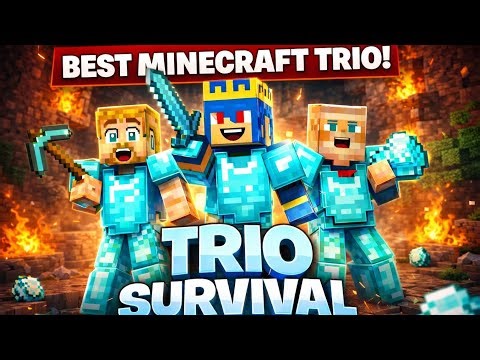 We Didn't Expect This... FULL DIAMOND Armor | Crazy Fun 😱 Trio Survival EP 2