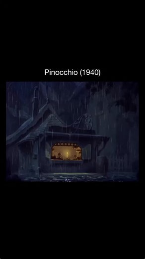 Memory Cartoons on Instagram: "This scene comes from Pinocchio (1940), one of Disney’s most ambitious and visually rich animated classics. The film blends fairy-tale fantasy with surprisingly dark themes, using detailed backgrounds, expressive character animation, and emotional storytelling to bring Pinocchio’s journey to life 🪵✨ Fun fact: Pinocchio was groundbreaking for its technical innovation, including advanced effects animation for water, smoke, and lighting. Jiminy Cricket also became on