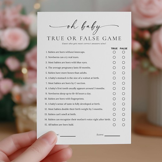 Baby Shower Game, Baby Shower Game True or False, Baby Shower Game Printable, Oh Baby True or False, Editable Template, Instant Download, A9 - Etsy UK