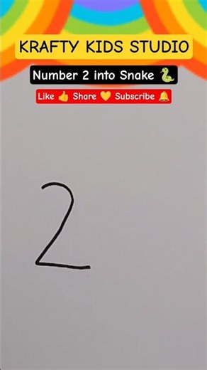 Number 2 into Snake 🐍 | How To Draw Snake For Kids | Number Drawing #shorts #snake #art #howtodraw