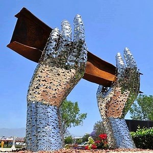 37K views · 923 reactions | The sculpture consists of an iron beam pulled from the rubble of the World Trade Center held up by two stainless steel hands. The hands holding it up are constructed from 2,976 individually crafted stainless steel doves - each representing a victim of the attacks. Followed by Rise which I posted a few days back. Let's tribute the Ironworkers who helped build back New York. | Ironworkers | Facebook