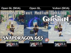 Test Rendering Vulkan (Skia), OpenGL (Skia), OpenGL, Genshin Impact Redmi Note 8...