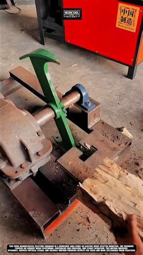Splitting firewood in workshop area using Work tool electric wood splitter #tool #worktool