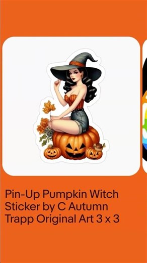 Pin-Up Pumpkin Witch Sticker by C Autumn Trapp Original Art 3" x 3"