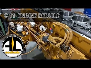 CAT C11 ENGINE,INSTALLING TIMING GEAR,OIL PUMP,WATER PUMP,FAN HYDRAULIC PUMP AND ECM