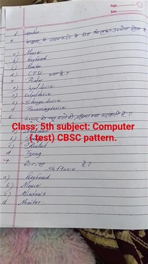 Grade : 5th CBSC pattern: Subject: Computer:(test paper)