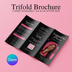 Esthetician Trifold Brochure, Salon Beauty Brochure Template, Minimalist Esthetician Brochure, Skincare Business Brochure, Canva Template - Etsy