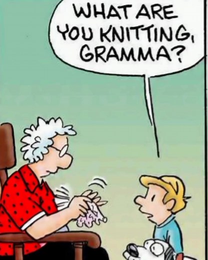 "Grandma's knitting skills are so tight, she's got the whole family in stitches!" | Comic Life