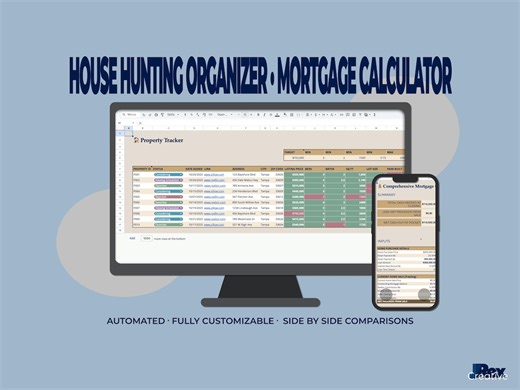 Google Sheets Home Search Tracker | House Hunting Organizer & Mortgage Calculator - Etsy