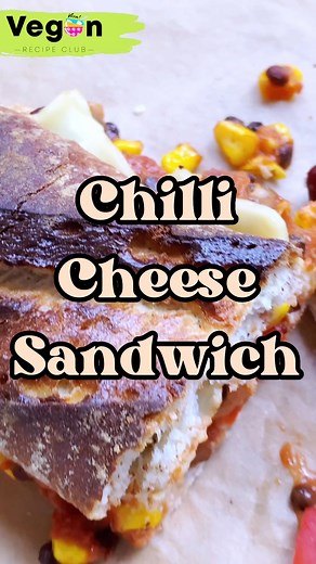 Got some of that vegan budget chilli left? Pop it into some fresh bread to make a plant-based Chilli Cheese Sandwich! Easy, cheap, and no-waste: what more could you want for lunch?  | Vegan Recipe Club | Facebook