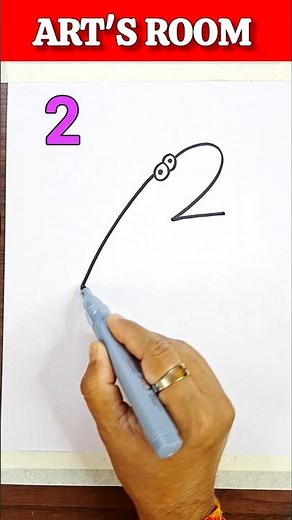 Easy Whale Drawing with Number 2 🐋 | Number Drawing Tricks | Easy Drawing for Beginners #shorts