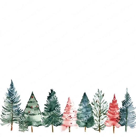Watercolor Scandinavian Christmas Tree Border Clipart (digital Download) - Etsy