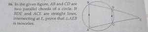 In the given figure, A B and C D are two parallel chords of a c... | Filo