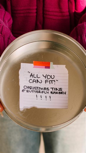 22 reactions | ‼️ ALL YOU CAN FIT IN A TIN ‼️ Our “all you can fit” Christmas tins are back! Pick a tin, select your treats & checkout for $50 - no matter what ❤️ available while supplies last, in store only! (And the lid has to close ) | Butterfly Bakery | Facebook