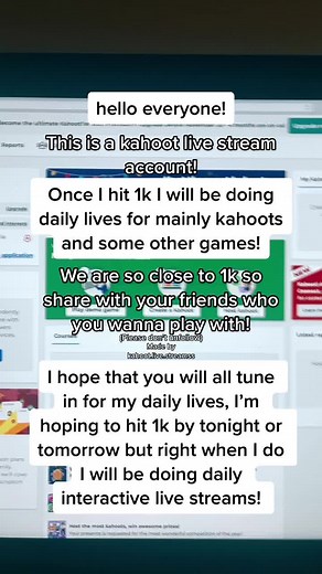 Hi everyone! Follow for daily game livestreams! #fyp #foryou #foryoupage #kahoot #races #games #livestream #live